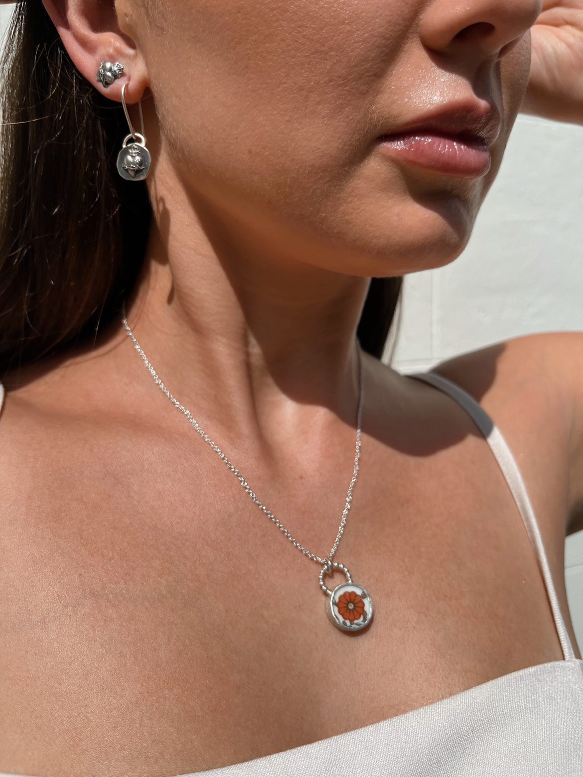 Sacred Heart Charm Dangle Earrings