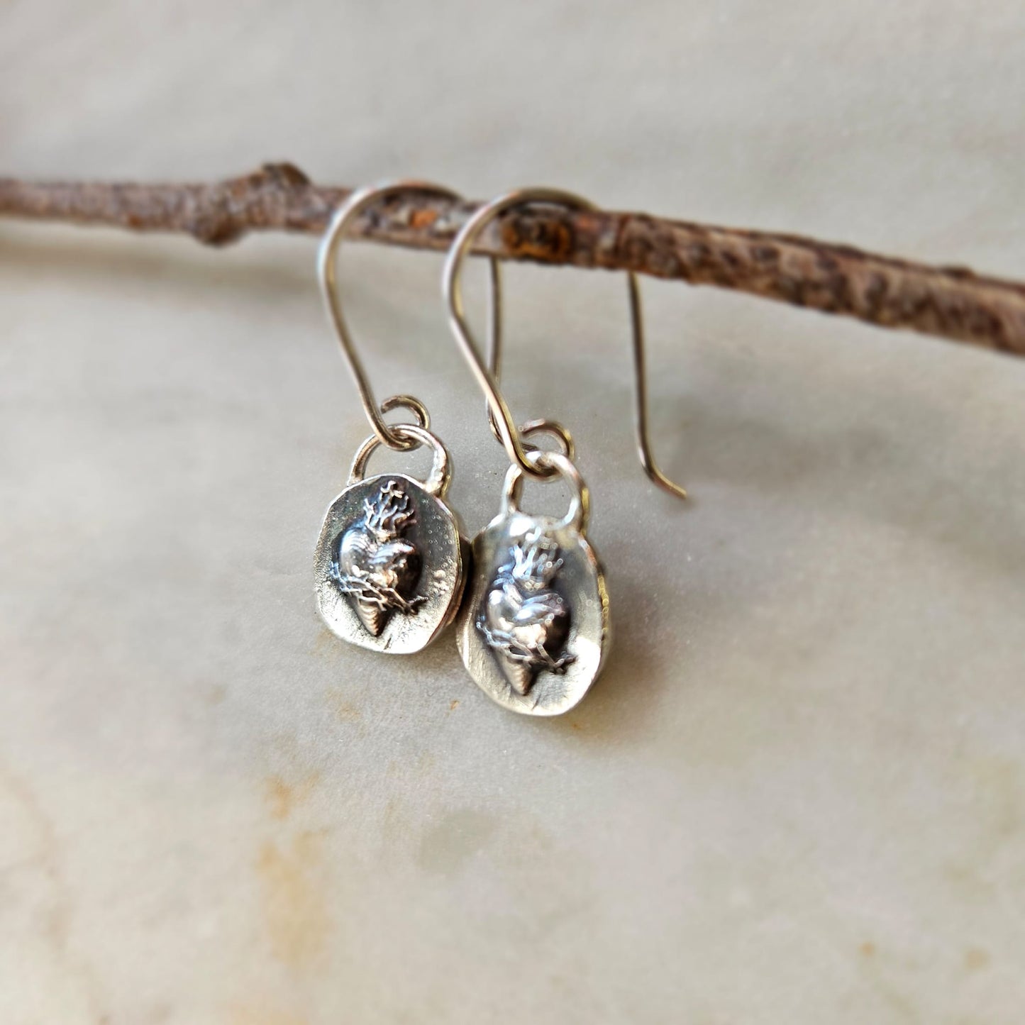 Sacred Heart Charm Dangle Earrings