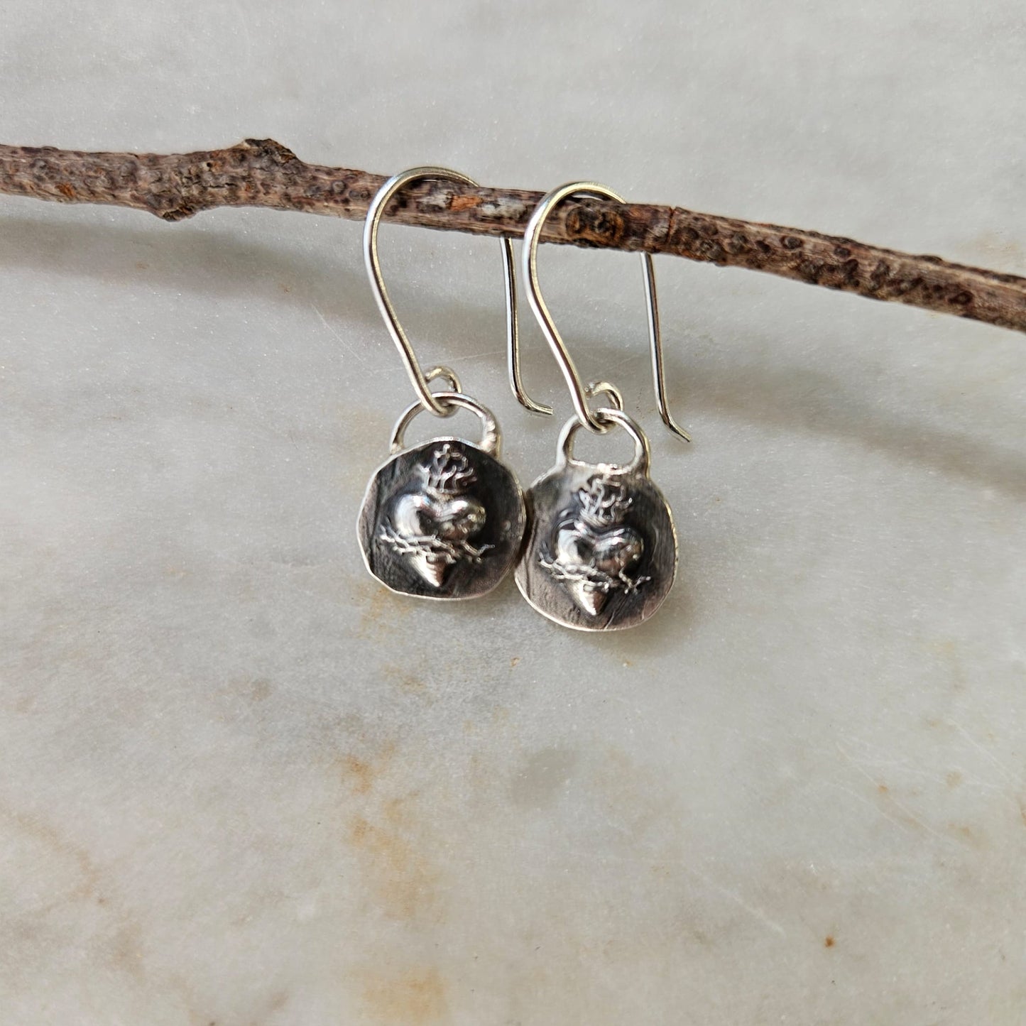 Sacred Heart Charm Dangle Earrings
