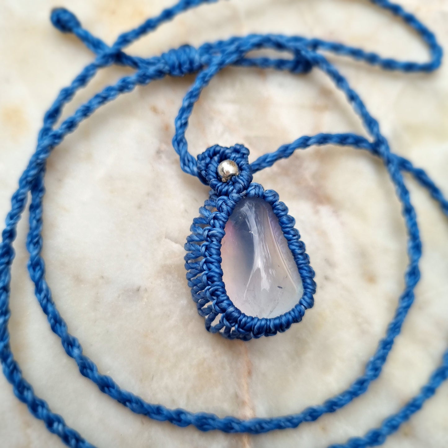 Angel aura quartz handmade macrame necklace